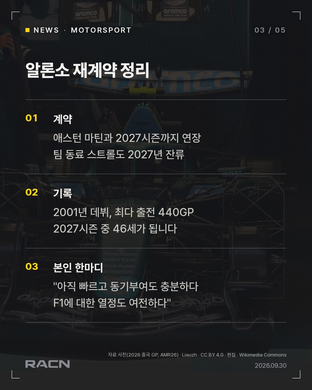 알론소, 애스턴마틴과 1년 재계약…2027년에도 달린다 카드 3
